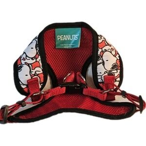 PEANUTS FOR PETS CHARLIE BROWN SNOOPY RED WHITE BLACK DOG HARNESS. Size Small